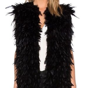 Rachel Zoe Black Feather Vest
